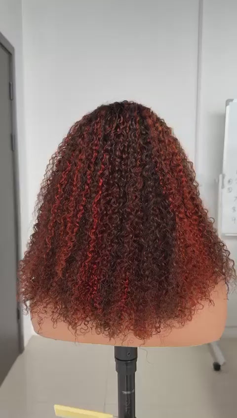 Orange piano colour pixie curls wig 18 inches