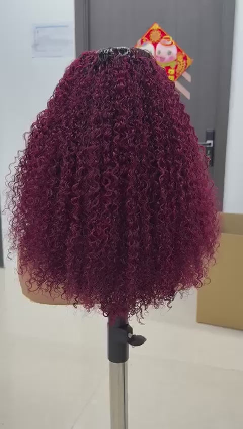 Burgundy colour pixie curls 18 inches long