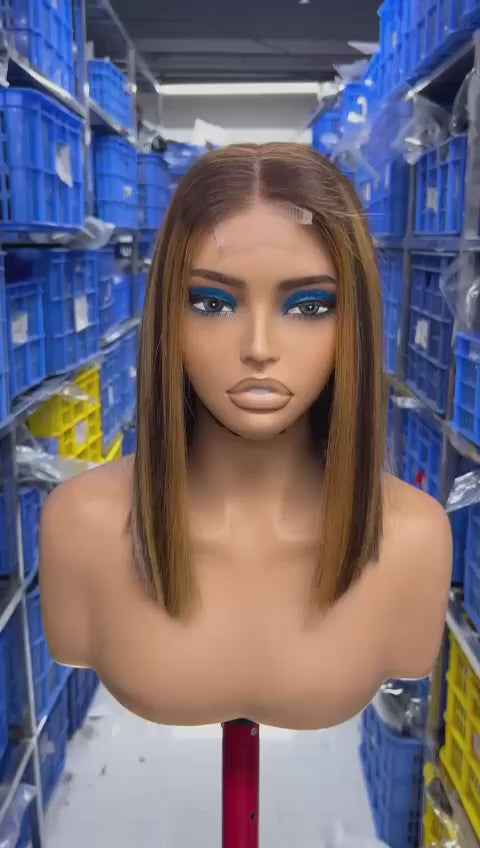 Silky straight bob wig 12 inches long