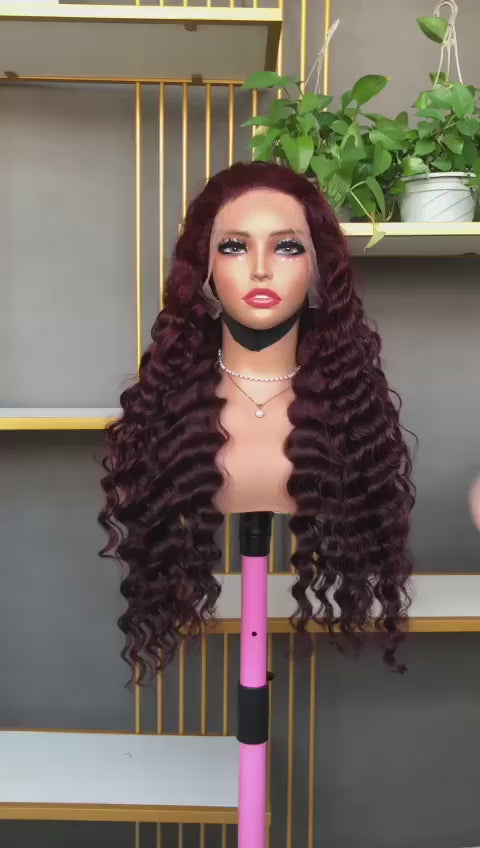 SDD deep Wave Full Frontal Wig Piano Color 28 Inches Long