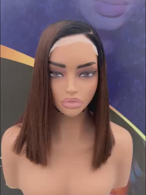 C part silky straight  Piano colour bob wig  10 inches