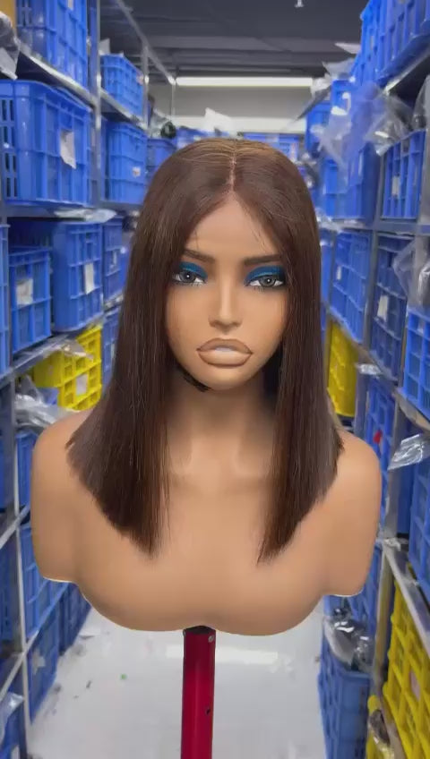 Silky straight bob Coffee wig  12 inches long