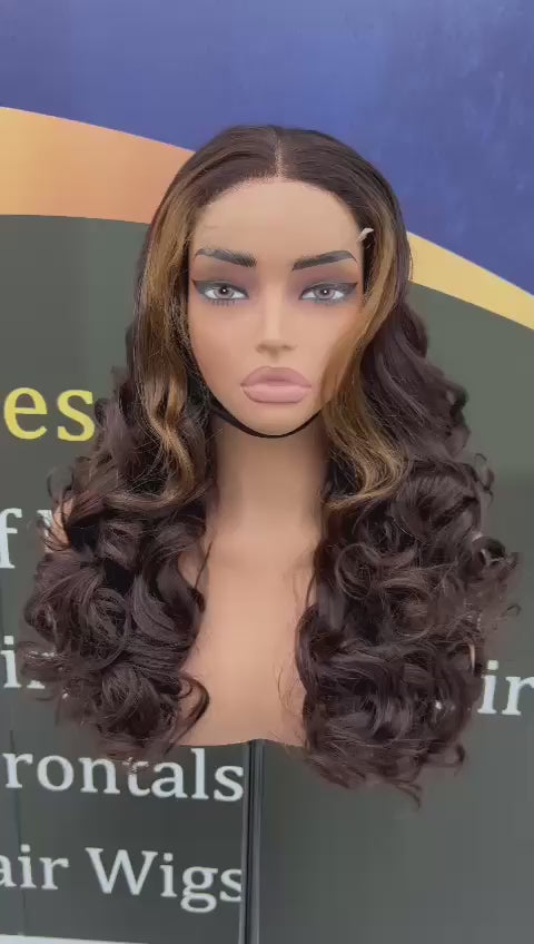 Coffee Brown with Birth Mark Closure Bounce Wig